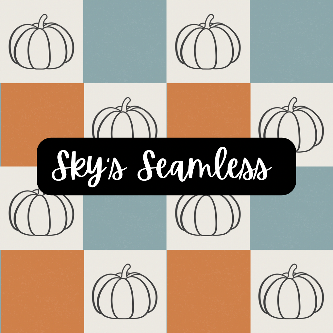 Muted Orange & Teal Checkered + Pumpkins