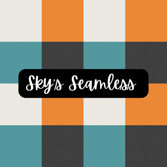 Orange, Teal, & Black Checkered