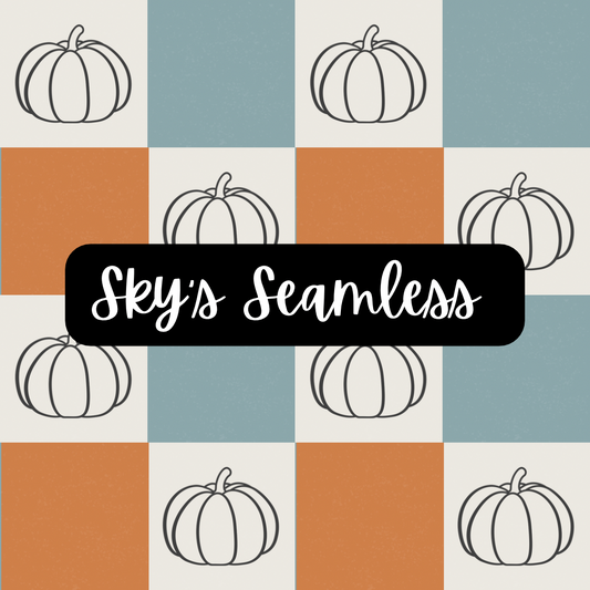Muted Orange & Teal Checkered + Pumpkins